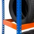 Maxplus Tyre Rack in blue and orange - end Maxplus Tyre Rack in blue and orange - end