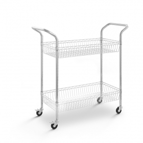Chrome trolley with 2 baskets - 75mm wheels