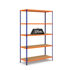 V-Max in blue and orange with chipboard shelves